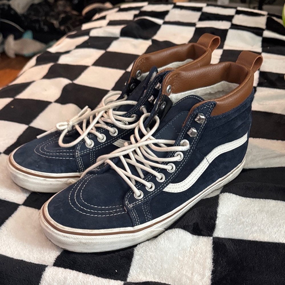 Vans Men's Navy and Tan High-Top Sneakers